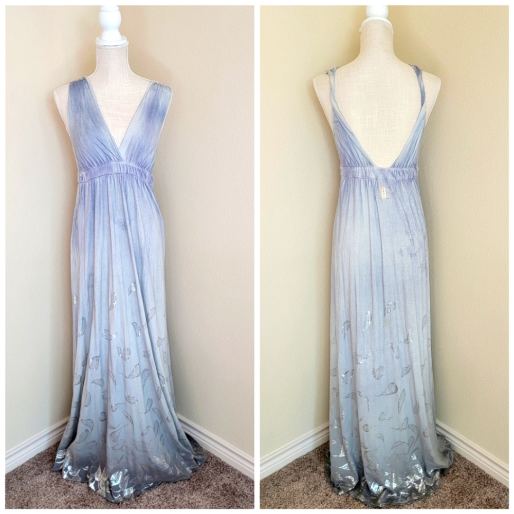 Organic cotton Gypsy 05 ombre silver leaf maxi dress